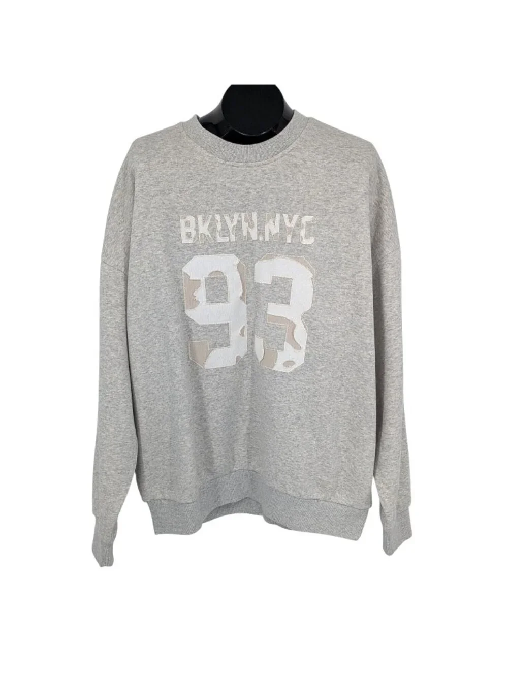 BKLYN NYC 93 Crewneck Sweatshirt Varsity Streetwear Distressed Pullover Medium